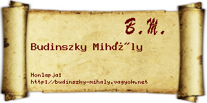 Budinszky Mihály névjegykártya